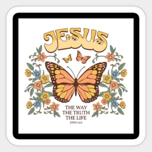 Jesus - The Truth The Way The Life - Groovy Butterflies Sticker